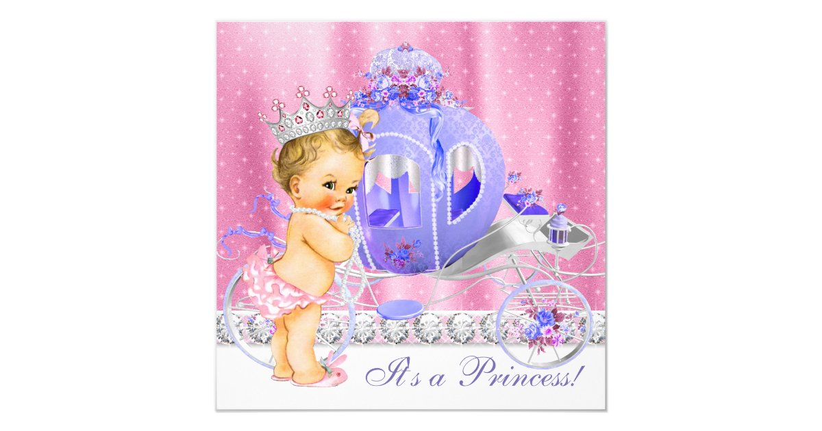 Pink and Purple Princess Baby Shower Invitation | Zazzle.com