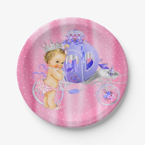 Pink and Purple Princess Baby Shower Paper Plates