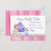 Pink and Purple Princess Diaper Raffle Ticket Enclosure Card (Front/Back)