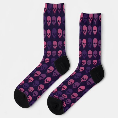 Pink and Purple Punisher Skull Crew Socks