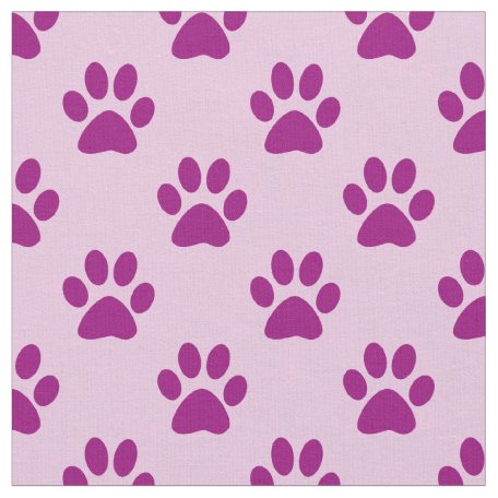 Purple paw print pattern fabric | Zazzle