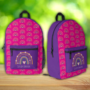 Pink and purple rainbow kids printed backpack