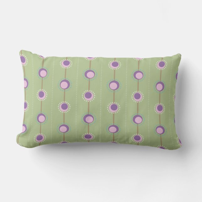 Pink and Purple Retro Circles Lumbar Pillow (Front)