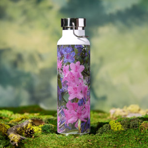 Pink and Purple Rhododendrons Floral Water Bottle