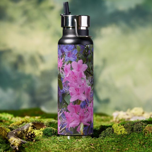 Pink and Purple Rhododendrons Floral Water Bottle (Outdoor)