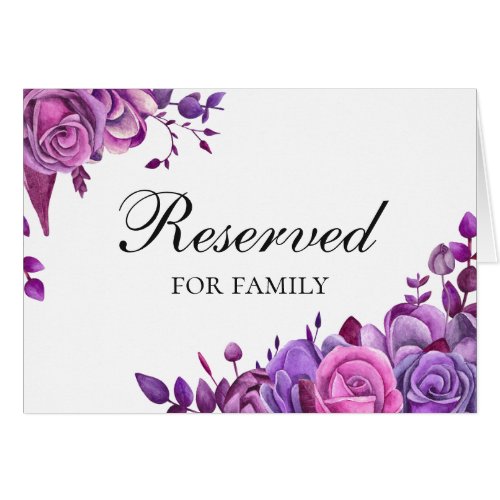 Pink and purple roses Lilac wedding reserved sign