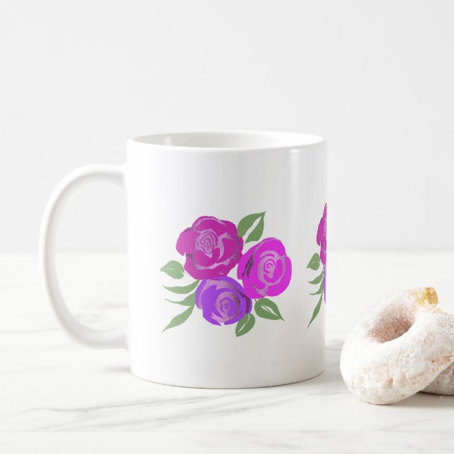 Pink and Purple Roses Mug (With Donut)