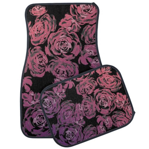 Pink and Purple Roses Pattern Car Floor Mat