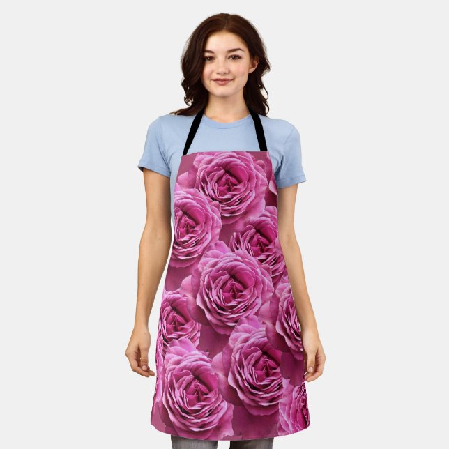 Pink and purple roses patterns apron (Worn)