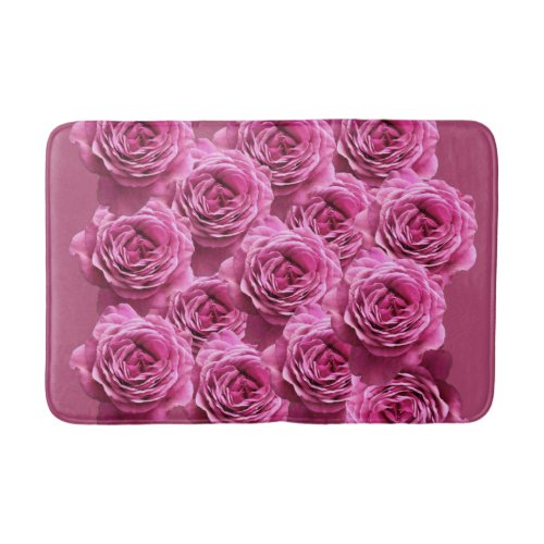 Pink and purple roses patterns bath mat