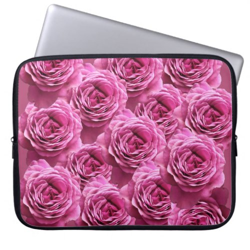 Pink and purple roses patterns laptop sleeve