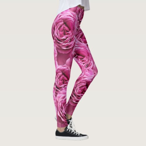 Pink and purple roses patterns leggings