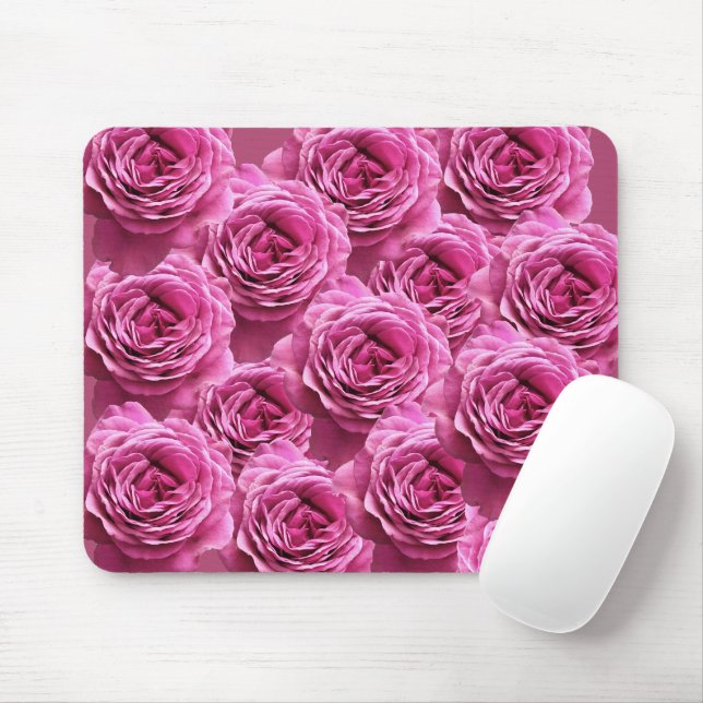 Pink and purple roses patterns mouse pad (With Mouse)