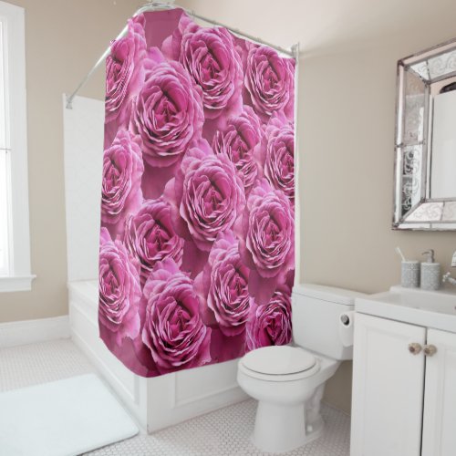 Pink and purple roses patterns shower curtain