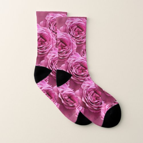 Pink and purple roses patterns socks