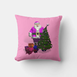 Pink And Purple Santa Claus Throw Pillow