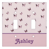 Pink and Purple Satin Beautiful Butterfly Pattern Light Switch Cover