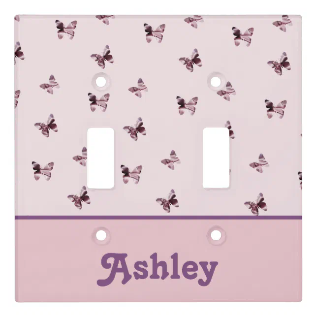 Pink and Purple Satin Beautiful Butterfly Pattern Light Switch Cover ...