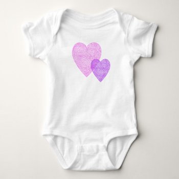 Pink And Purple Scribbleprint Hearts Baby Bodysuit by scribbleprints at Zazzle