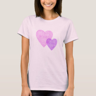 Pink and Purple Scribbleprint Hearts T-Shirt