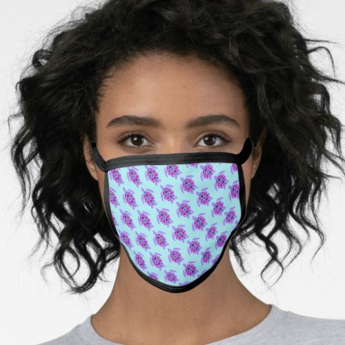 Pink and Purple Sea Turtle Cute Sea Life Pattern Face Mask