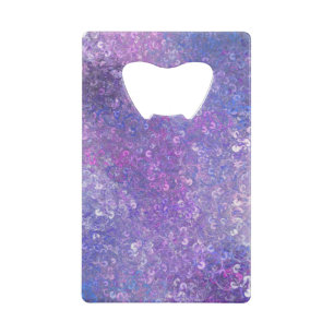 Pink And Purple Sequins Bling Credit Card Bottle Opener