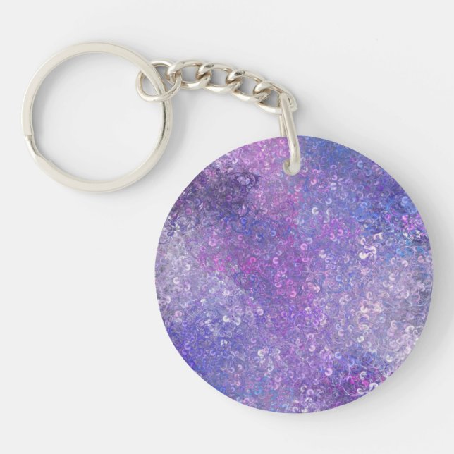 Pink And Purple Sequins Bling  Keychain (Front)