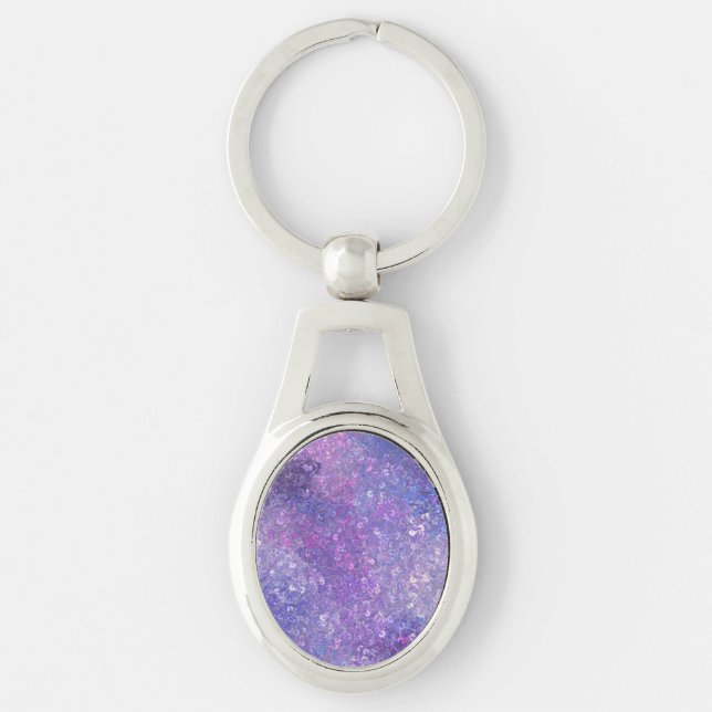 Pink And Purple Sequins Bling  Keychain (Front)