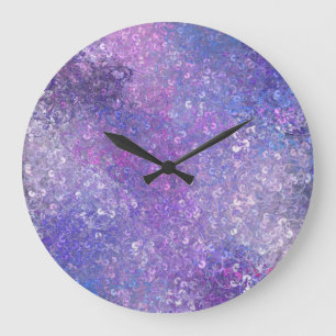 Pink And Purple Sequins Bling Large Clock