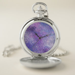 Pink And Purple Sequins Bling Pocket Watch