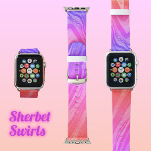 Pink and Purple Sherbet Swirls Abstract Apple Watch Band
