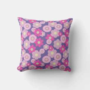 Pink and Purple Small Floral Sofa Cushion