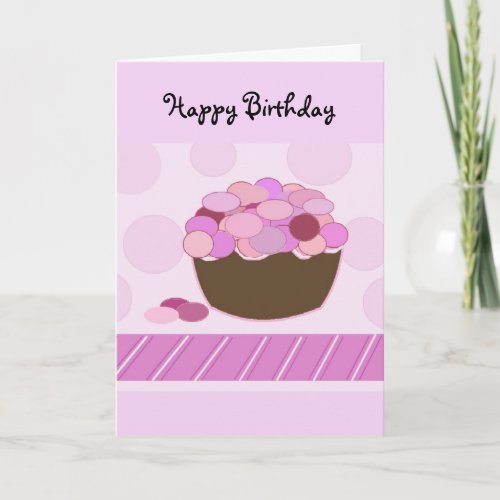 Pink and Purple Smartie Cupcake Card