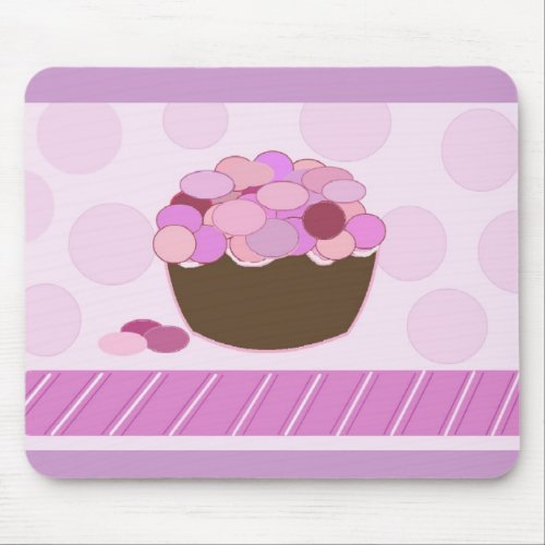 Pink and Purple Smartie Cupcake Mouse Pad