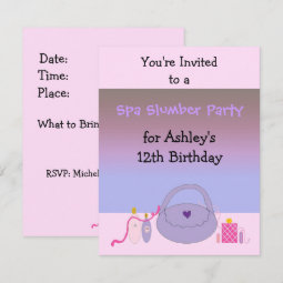 Pink and Purple Spa Birthday Party Invitation | Zazzle