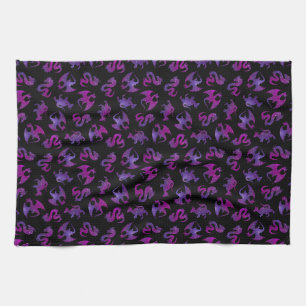 Pink and Purple Space Dragons Kitchen Towel