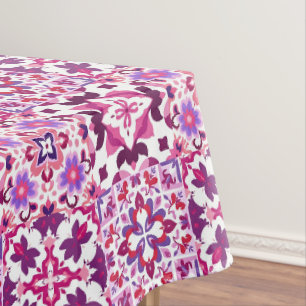 Pink and Purple Spanish Tiles Tablecloth