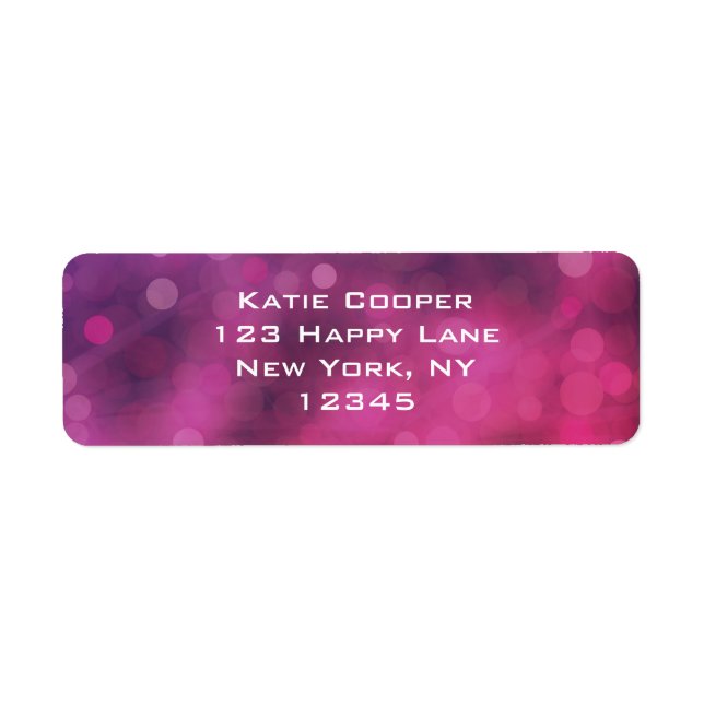Pink and Purple Sparkling Lights Bokeh Pattern Label (Front)