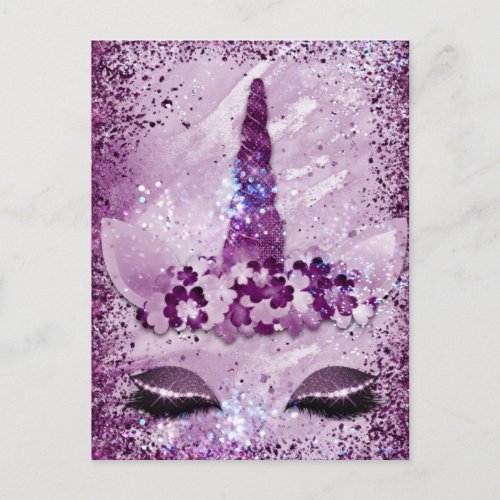 Pink and Purple Sparkling Unicorn Postcard