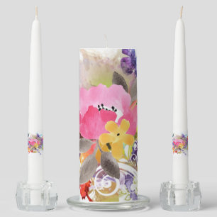 Pink and purple splash on     unity candle set