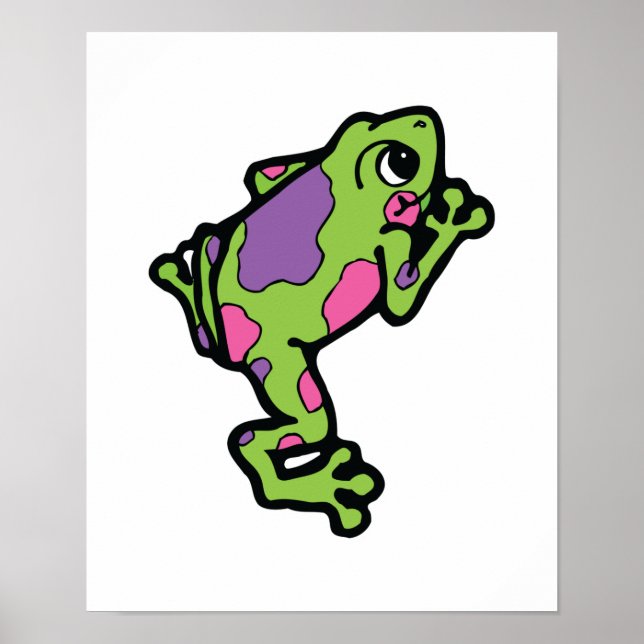 pink and purple spotted tree frog poster (Front)
