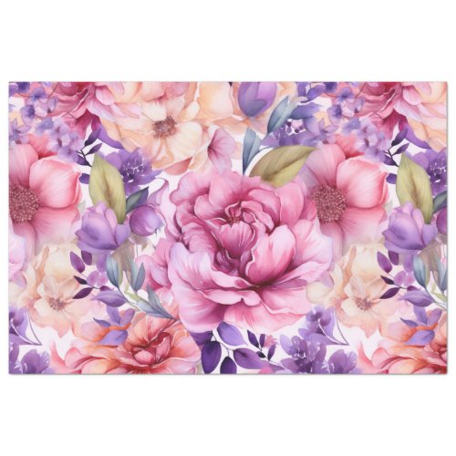 PINK AND PURPLE SPRING FLORALS DECOUPAGE TISSUE PAPER