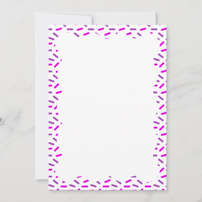 Pink and Purple Sprinkle Wavy Border Blank Custom Invitation (Front)