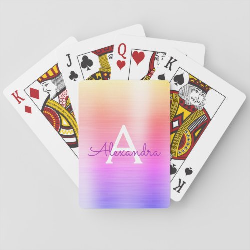 Pink and Purple Stainless Steel Monogram Playing Cards