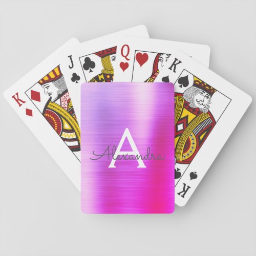 Pink and Purple Stainless Steel Monogram Playing Cards