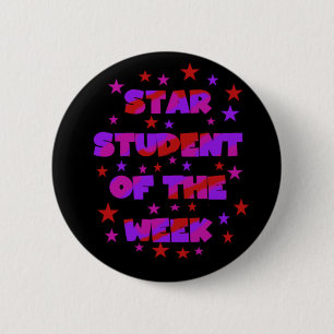 Pink and Purple Star Student of Week Button