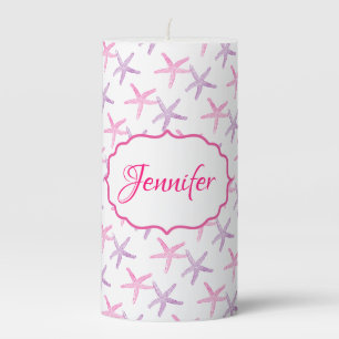 Pink and Purple Starfish Personalized   Pillar Candle