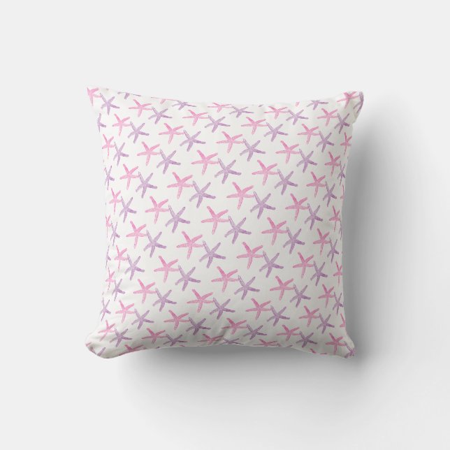 Pink and Purple Starfish Throw Pillow (Front)