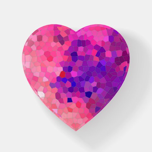 Pink and Purple Strawberry Heart Mosaic Paperweight