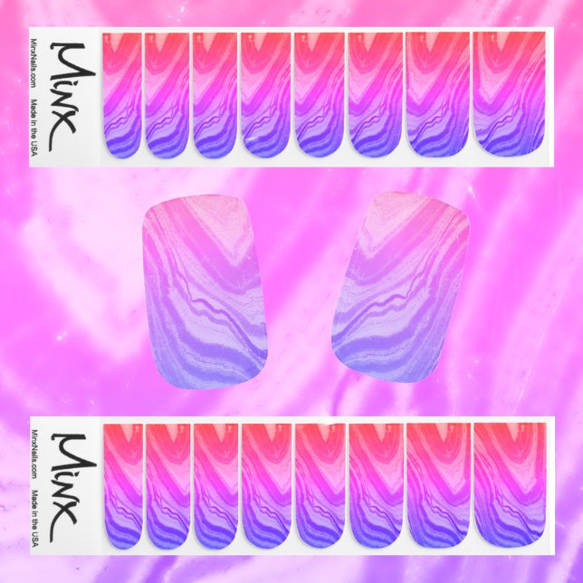 Pink and Purple Streaks and Waves Abstract Minx Nail Art (Creator Uploaded)